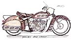 drawing of Vincent engine powered Harley Indian decker bagger